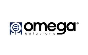 Logo f&uuml;r Omega Solutions mit einem stilisierten blauen O und kreisf&ouml;rmigen Linien auf der linken Seite, gefolgt von dem Wort Omega in fetten schwarzen Buchstaben und Solutions in hellgrauen Kleinbuchstaben darunter.
